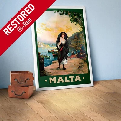 Malta, Valletta, 1900s — retro vintage travel poster, vintage travel art - Image 1 of 4