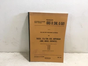 ORD 8 SNL G-501. Parts for Truck, 2-1/2 ton, 6x6, Amphibian, DUKW353. Reprint. - Picture 1 of 5