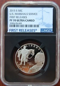 2015 S US Marshals Service Proof Half NGC PF70 Ultra Cameo First Release - Picture 1 of 2
