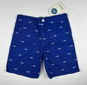 sz 7 Hatley Boy Blue Shark Shorts Twill Cotton, 4 Pockets, Int Adjusters - Picture 1 of 8