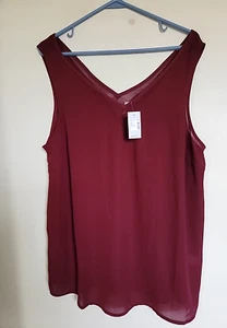Maurices V-Neck Tank Top Size 0X Burgundy Sleeveless Blouse top NEW - Picture 1 of 3
