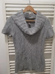 Kenar Lambs Wool Angora Rabbit Shawl Neck S/Sleeve Jumper size small petite Ex - Picture 1 of 12