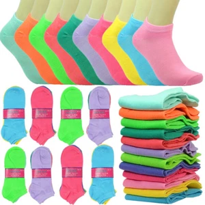 12 Pairs Women Fashion Cotton School Casual Ankle Low Cut Socks Size 9-11 solid - Picture 1 of 12