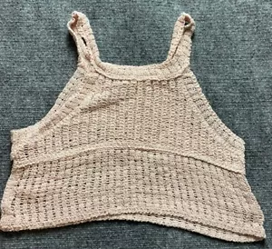 Camiseta sin mangas de ganchillo para mujer mediana grande rosa suéter corto boho festival tejido abierto - Imagen 1 de 9