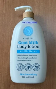 MIA & CO.  Shea Cocoa Butter SMOOTHING GOAT MILK BODY LOTION Vanilla Honey - Picture 1 of 2