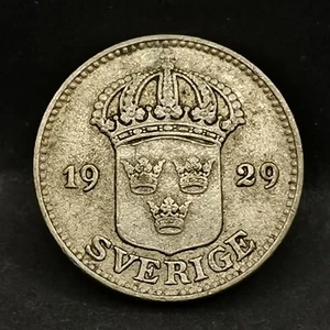 25 OR SILBER 1929 GUSTAF V WILDLEDER / SWEDEN SILVER - Bild 1 von 3