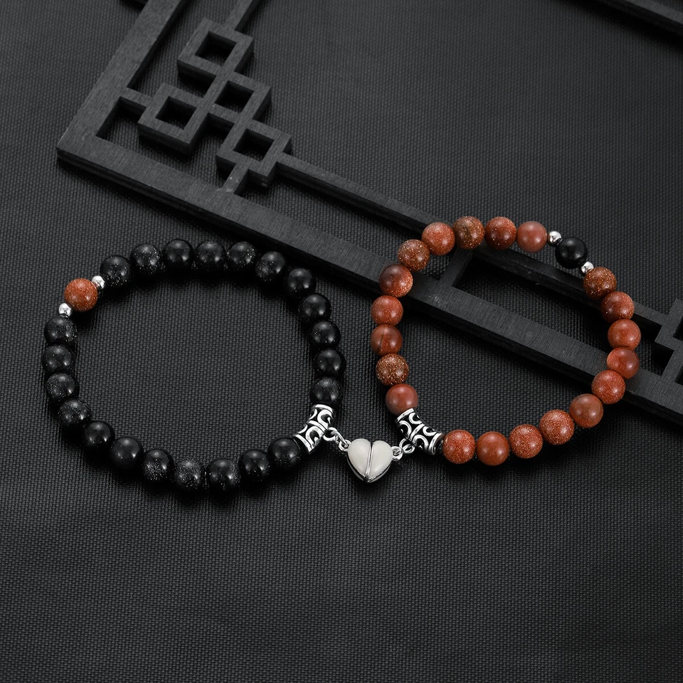 Brazalete de pareja de arenisca azul y arenisca dorada de 2 piezas Foto 1 de 1