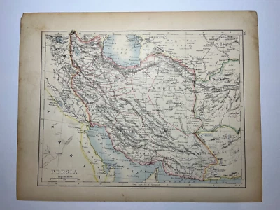 Mapa de PERSIA/IRÁN 1896 del Atlas Mundial Johnston VER DESCRIPCIÓN Foto 1 de 2
