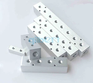 Divisor de bloque colector de aluminio sólido aire 2-10 vías 40x40 mm G1/2" entrada G1/4" salida - Imagen 1 de 8