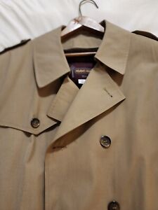 Vtg Adams Row Mens 42R Lined Khaki Belted Trench Coat