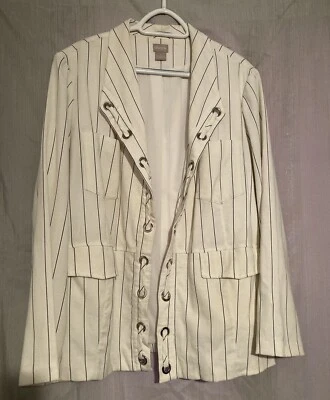 Blazer Chico’s blanco/negro a rayas para mujer talla L Foto 1 de 4