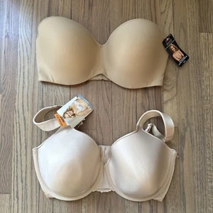 Lot Of 2 NEW NWT Underwire Bra Size 38DD Vanity Fair Maidenform Tan Beige - Picture 1 of 16