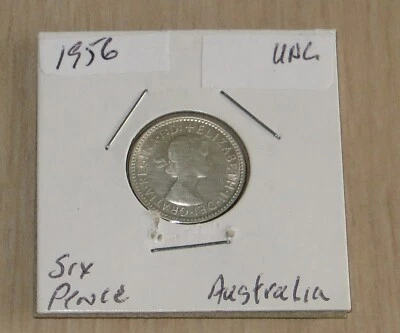  Australia 1956 Six Pence coin 1P14 Rare only 7,904,000  - Image 1 of 2