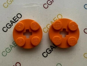 2 x Lego 4032 Plate, Round 2 x 2 with Axle Hole - ORANGE - Imagen 1 de 1