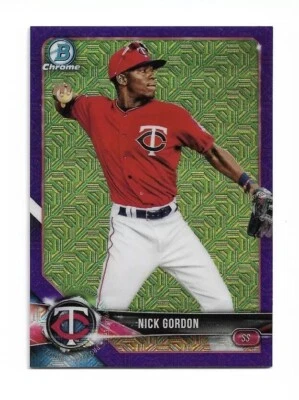 2018 Bowman Chrome PROSPECT PURPLE MOJO SP NICK GORDON /250 RC TWINS RARE - Image 1 of 2