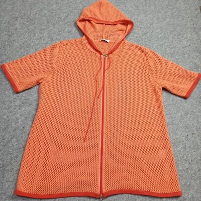 Ulla Popken Zip Cardigan DE 46-48 UK 20-22 Orange Open Knit Hoodie Sweater - Image 1 of 4
