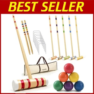 Deluxe 35" Krocket Set mit Holzschlägeln & Kugeln - Bild 1 von 9