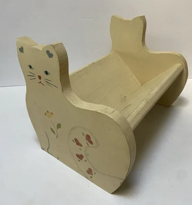 Винтажная деревянная книжная полка для кошек котят стойка детская комната расписной вырез китчи - Изображение 1 из 4