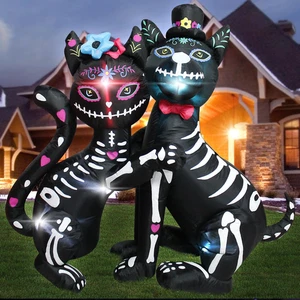 4 Ft Halloween Inflatables Cat and Dog Day of the Dead Decorations Inflatable, H - Picture 1 of 12