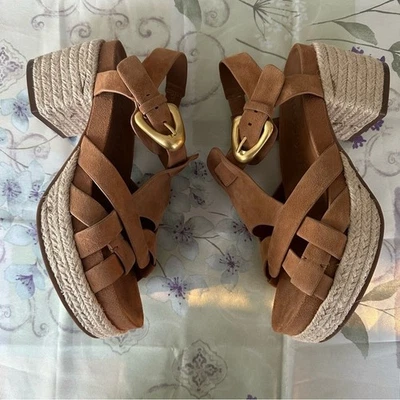 Sandalias Aerosoles Chatham Gruesas Plataforma Cuero Gamuza Tostado Talla 8 Foto 1 de 4