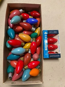 56 Vintage Retro C9 1/4 Christmas Lights Bulbs 120V Multi Color Lot Untested USA - Picture 1 of 5