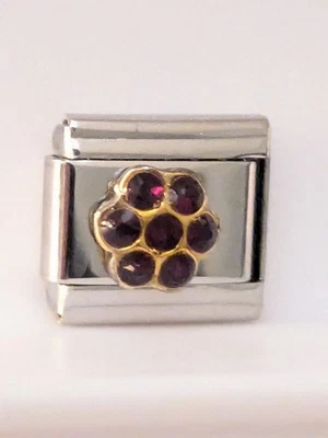 Casa D'Oro Flor Roja Circonita cúbica Piedras de Cristal Clásico 9mm Eslabón Dije Italiano C81* Foto 1 de 4