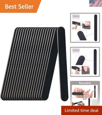 Пилки для ногтей зернистость 100/180 черные профессиональные многоразовые Emery доски для ногтей упаковка 20 шт. - Изображение 1 из 4