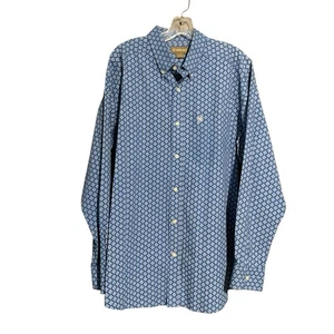 ARIAT Mens XL Blue Geometric Allover Long Sleeve Button Down Pocket Shirt - Picture 1 of 10