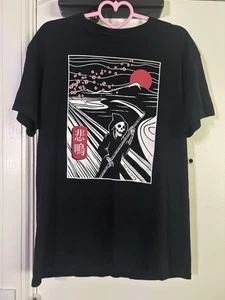 RIOT SOCIETY T-Shirt Herren Größe L Sensenmann Grafik Mt. Fuji Japan 'Scream' 悲鳴 - Bild 1 von 4
