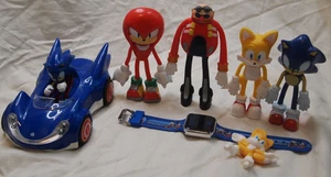 7pc Sonic The Hedgehog Set Bend-Ems Bendable Figures TCG Toys Car / Watch Lot - Picture 1 of 9