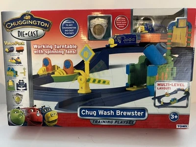 Chuggington DieCast Chug Wash Brewster Train Playset-Box Has wear - Image 1 of 4