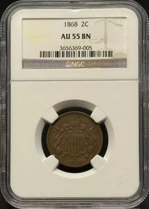 1868 Two Cent NGC AU-55 BN - Picture 1 of 2