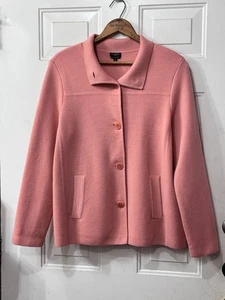 Cárdigan Talbots Pura Lana Italiana Talla 1X Abotonado Suéter Bolsillos Melocotón - Imagen 1 de 11