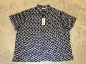 Caribbean Roundtree & Yorke Shirt 4XB NWT All Over Print Navy MSRP 79.50 - Imagen 1 de 9