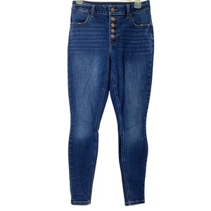 Maurice Button Fly Jeans Women Small 27" W Hi Rise Curvy Skinny Stretch Distress - Picture 1 of 13
