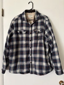 Chaqueta Field & Stream Hombre Grande Azul Franela a Cuadros Camisa Sherpa Forrada Bolsillos - Imagen 1 de 12
