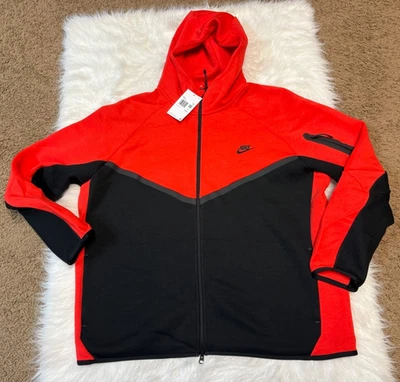 Sudadera con capucha Nike Tech Fleece Windrunner roja negra talla 2XL cremallera completa HV0949-696 Foto 1 de 4