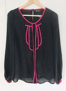 Polka Dot Chiffon Blouse Sz M Monton - Picture 1 of 4