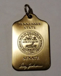 The Great Seal Of The State Of Tennessee Senate Medal Solid Brass Tag Keychain  - Picture 1 of 9