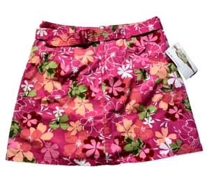 Y2K White Stag Floral Skort Size 8 Stretch Pink Multicolor Travel Bohemian NWT - Picture 1 of 7