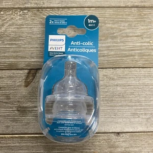 Philips Avent ANTI-COLIC bottle Nipples 1m+ 2x FLOW slow #2 classic ~ BPA Free - Picture 1 of 4