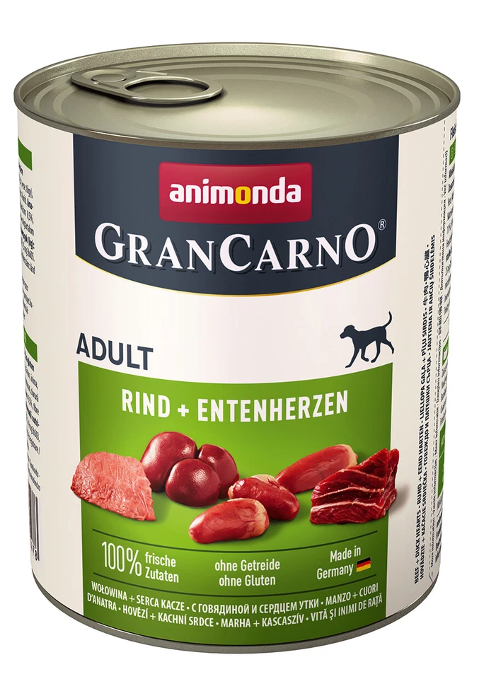 animonda GranCarno Adult Rind + Entenherzen 6x 800 g Hundefutter Nassfutter - Bild 1 von 1