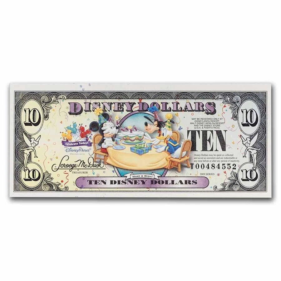 Disney 10 Dollars, 2009 Series "T" Mickey Celebrate Uncirculated - Image 1 of 3