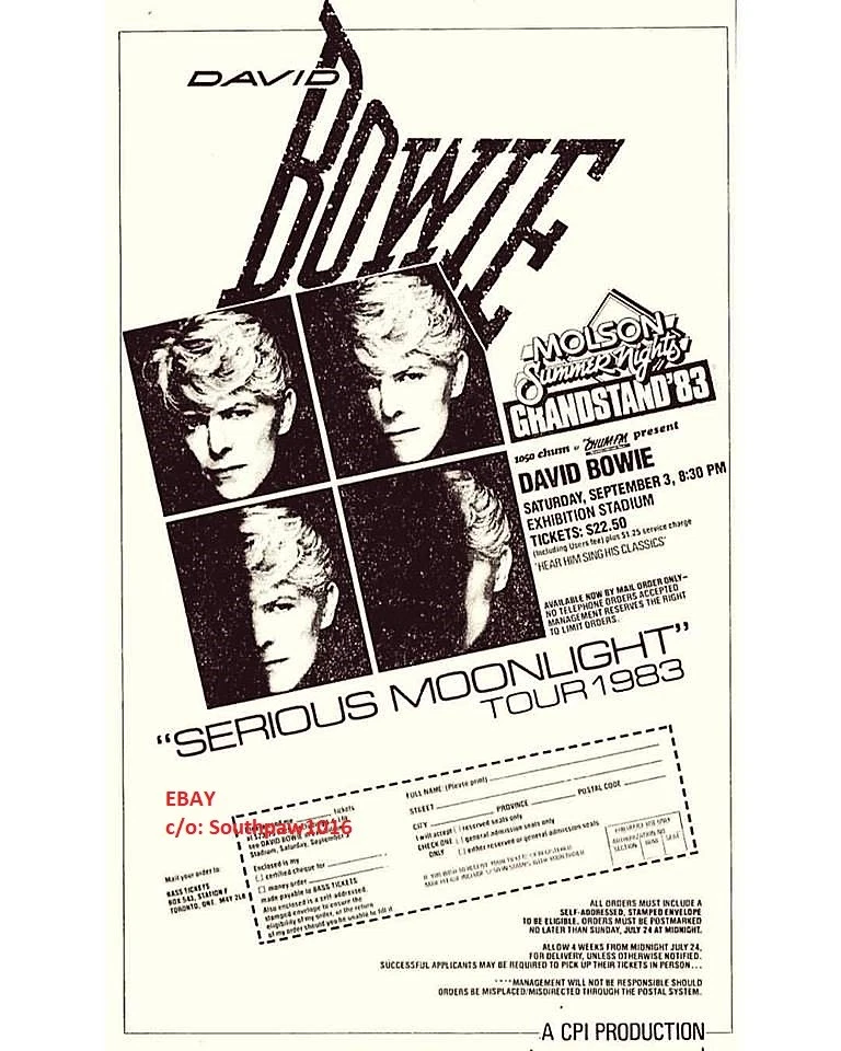 1993 David Bowie "Serious Moonlight" Tour Toronto Concert Classic Reprint Ad - Image 1 of 1