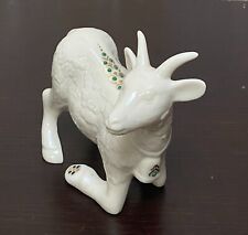 Lenox 1992 The Jewel Collection White Goat with Green Stones Kneeling