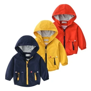 Boys Spring Autumn Coats Outerwear Baby Clothes Windbreaker Zipper Kids Jackets - Picture 1 of 15