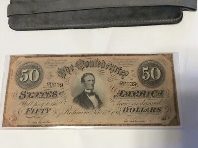 1864 $50 CONFEDERATE STATES OF AMERICA BILL,FEB 17th RICHMOND - Image 1 of 4