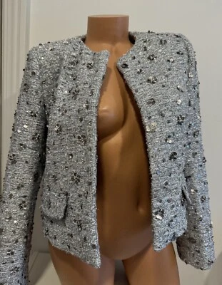 ZARA ZW COLLECTION SEQUIN JACKET SILVER NEW SS24 M - Image 1 of 4