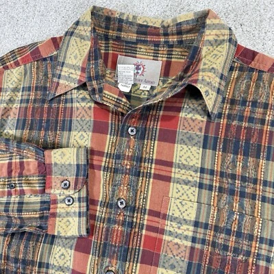 Territory Ahead Shirt Mens Medium Aztec Southwestern Stripe Plaid Cotton - Image 1 of 4