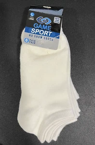 Game Sport Youth No show Socks 6 Pack White Shoe Size 2-6   00585 - Picture 1 of 2